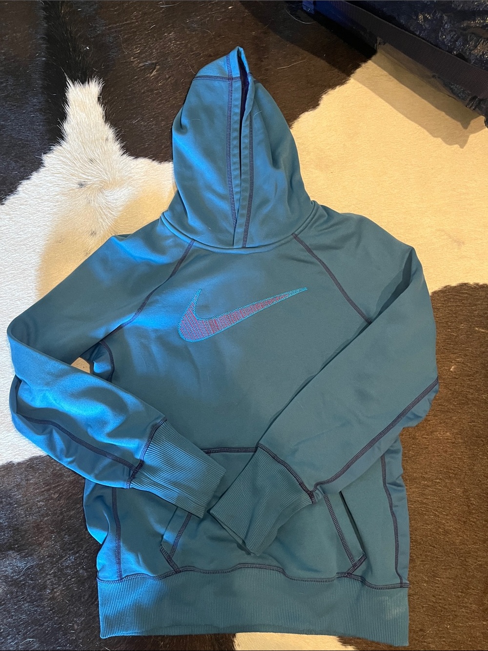 Nike Kids Teal Hooded Sweatshirt with Contrast Swoosh